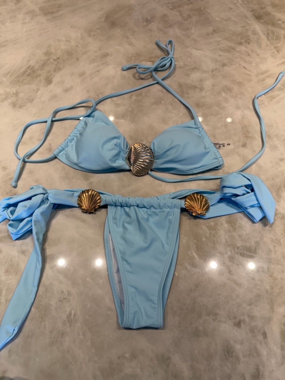 Light Blue Shell Accent Bikini Set